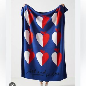 Hotel Magique for Anthropologie Art and Kisses Throw Bed White Blue